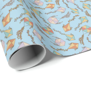Papel De Presente Ícones de pipa - Azul claro
