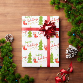 Papel De Presente Ícones Natalinos Caprichosos e Fofos FELIZ NATAL