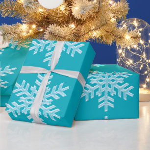 Papel De Presente Icy Aqua Teal Congelada Flocos de Neve de Inverno