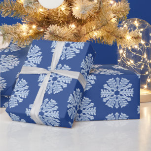 Papel De Presente Icy Blue Frozen Winter Frosty Flocos de neve gelad