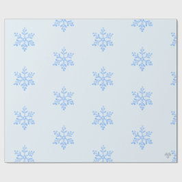 Papel De Presente Icy Blue Snowflake Pattern on Pale Blue Background