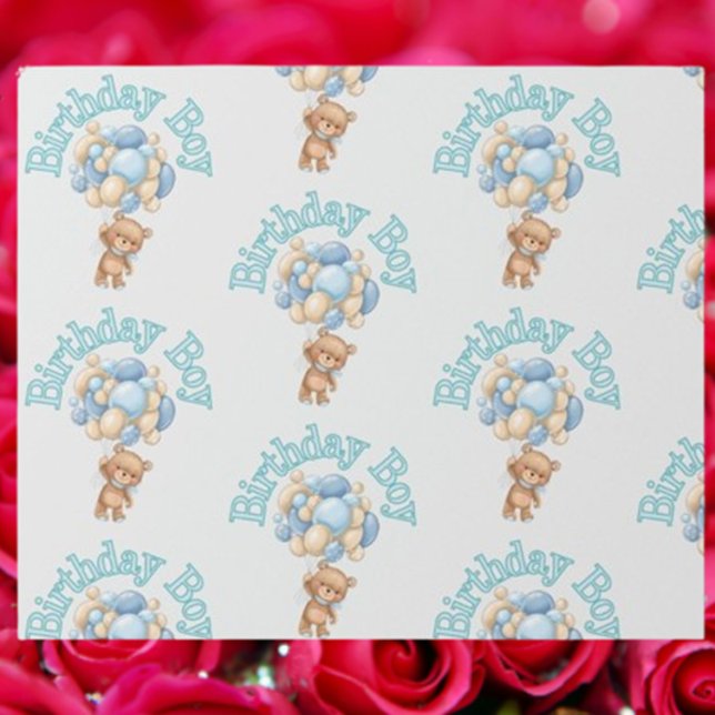 Papel De Presente Ideia do Aniversário do Urso (Make your little one's birthday extra special with our adorable Birthday Boy Bear wrapping paper.)