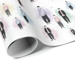 Papel De Presente Ídolos K-Pop Silhueta Minimalista Presente Estétic