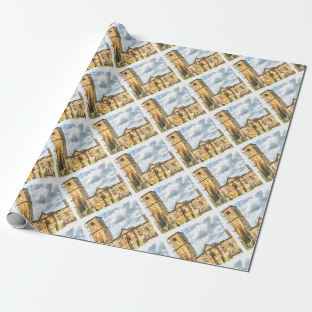 Papel De Presente Igreja da Arquitetura Gótica da Antiga Trindade (Desenrolado)