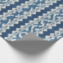 Ikat Azul Marinho, Listra Tecida em Creme