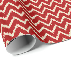 Papel De Presente Ikat Chevrons - Chinês vermelho e bronzeado
