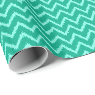 Papel De Presente Ikat Chevrons - Turquesa e aqua
