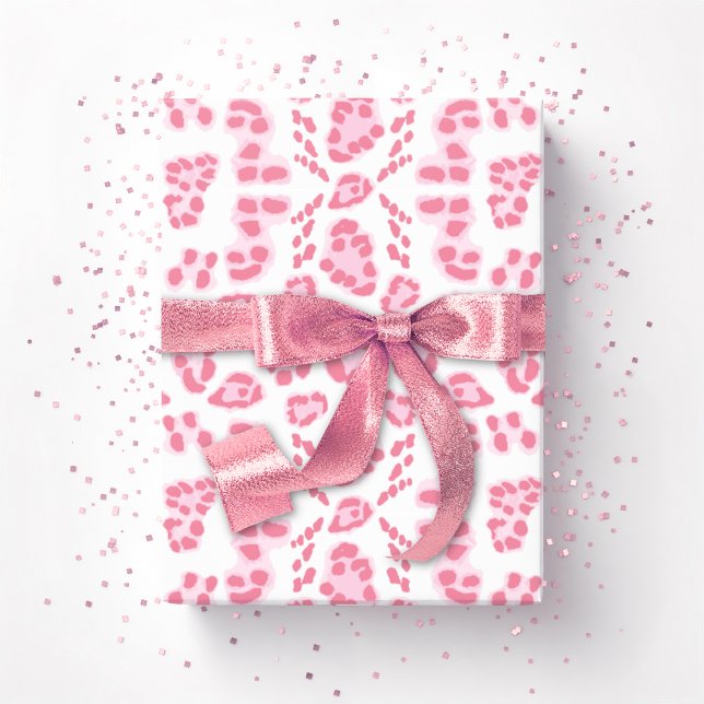 Papel De Presente Ikat de leopardo em rosa (Criador carregado)