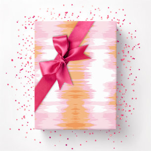 Papel De Presente Ikat Iridescente em Rosa e Laranja