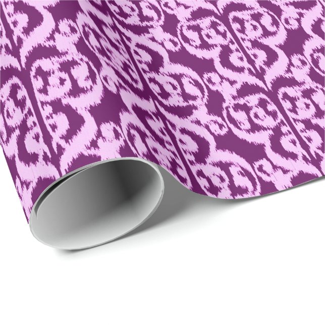 Papel De Presente Ikat Moorish Damask - roxo e orquídea (Ponta do rolo)