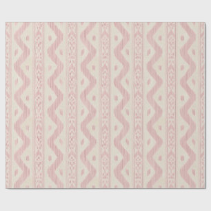 Papel De Presente Ikat Rosa Bege, Listra Tecida em Creme