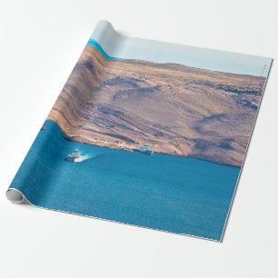 Papel De Presente Ilha do deserto de Pag e vista do porto de ferry,