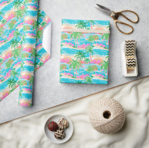 Papel De Presente Ilha Tropical Palm Beach