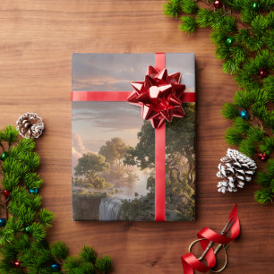 Papel De Presente Ilhas Flutuantes Surreais com Quedas de Água