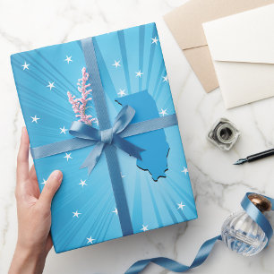 Papel De Presente Ilinois Silhueta Estrela Azul Explosão