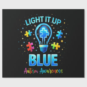Papel De Presente Ilumine de Azul Conscientização do Autismo Autista