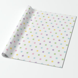 Papel De Presente Ilumine Seu Espaço com Padrão de Estrelas Pastel