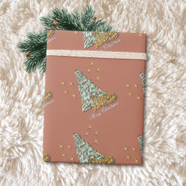 Papel De Presente Ilusão Dimensional Vintage Tigre Rosa Natal