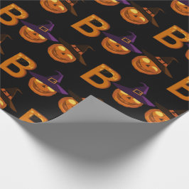 Papel De Presente Ilustração Boo Halloween Pumpkin 