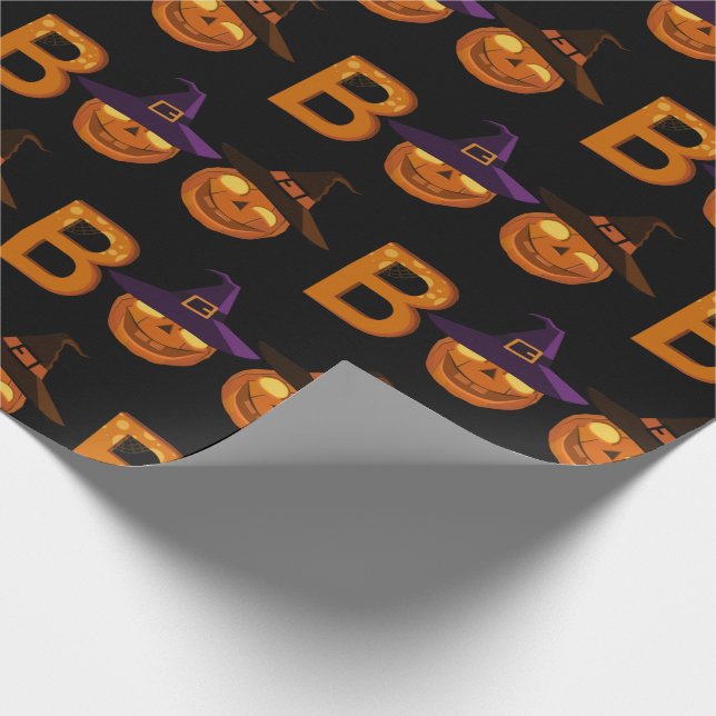 Papel De Presente Ilustração Boo Halloween Pumpkin  (Ponta)