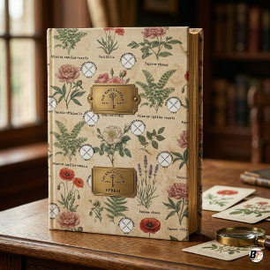 Papel De Presente Ilustração Botânica Vintage com Nomes Latinos &