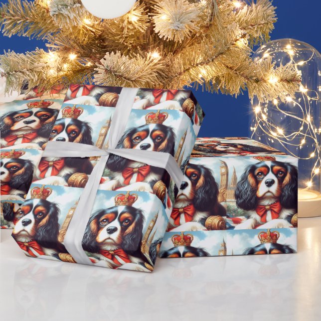 Papel De Presente Ilustração Cavalier King Charles Spaniel (Feriados)