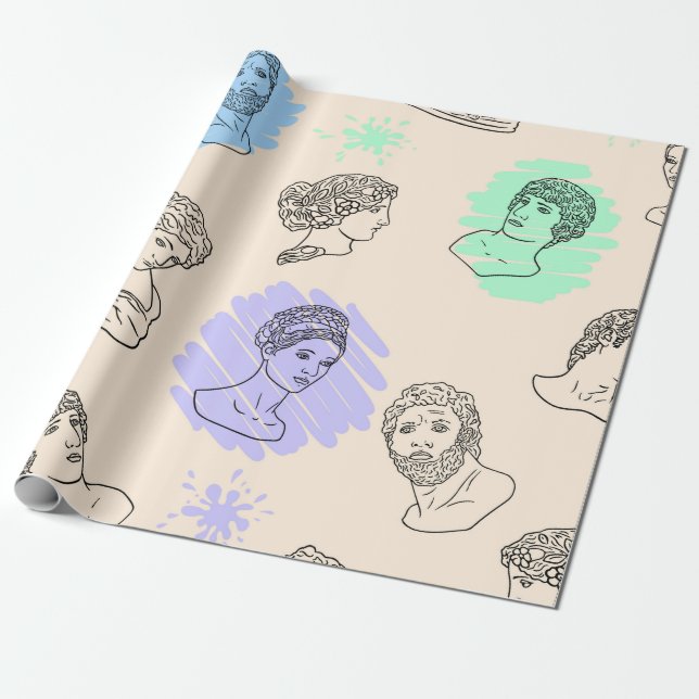 Papel De Presente Ilustração com os contornos das estátuas gregas. B (Desenrolado)