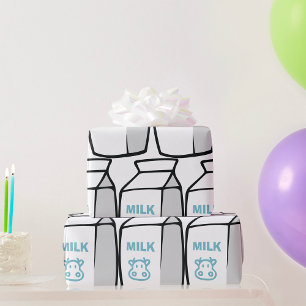 Papel De Presente Ilustração da Cartonagem de Leite de Vaca de Leite