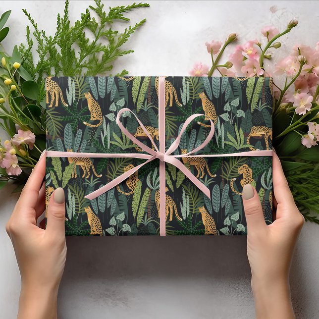 Papel De Presente Ilustração da Floresta Selvagem de Leopard Sem Cos (Criador carregado)