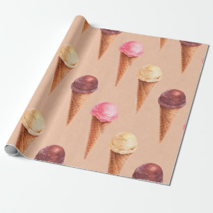 Papel De Presente Ilustração de aquarela do sorvete. Pat sem costu