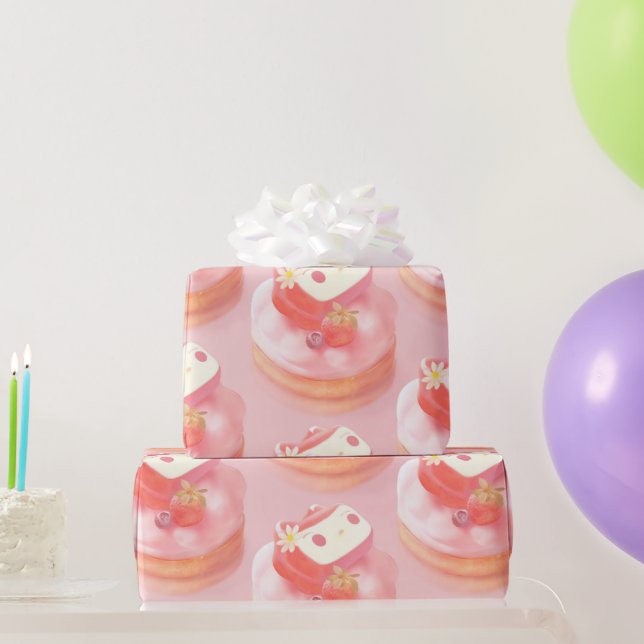 Papel De Presente Ilustração de Arte de Morango (Presentes para festas)