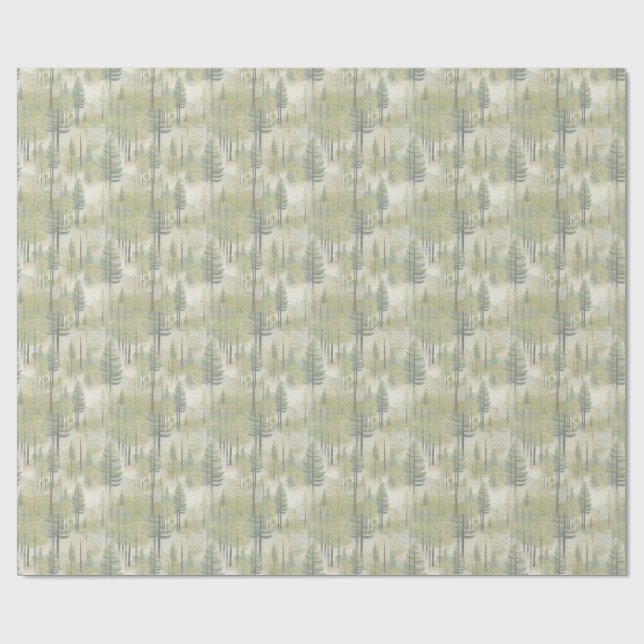 Papel De Presente Ilustração de arte de pinheiros no estilo moderno (Aberto)