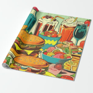 Papel De Presente Ilustração de banda desenhada na Comida