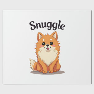 Papel De Presente Ilustração de cachorro fofo pomerânia Snuggle Vint