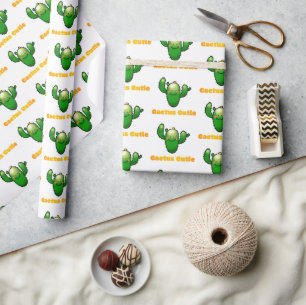 Papel De Presente Ilustração de Cacto Sorridente Fofo