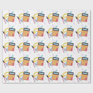 Papel De Presente Ilustração de Calculadora Fofa e Materiais Escolar