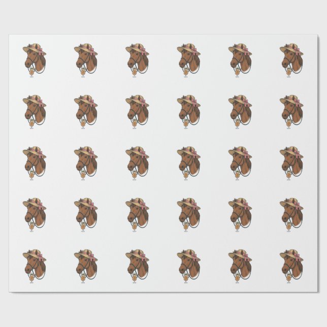 Papel De Presente Ilustração de chapéu de verão de coquetel de caval (Aberto)
