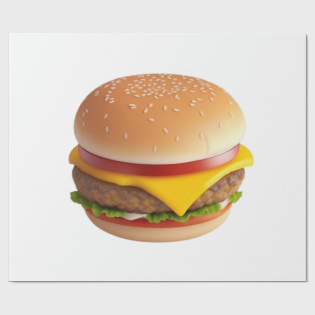 Papel De Presente Ilustração de Cheeseburger Bonito (Aberto)