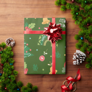 Papel De Presente Ilustração de Desenho Animado Caprichoso Natal Col