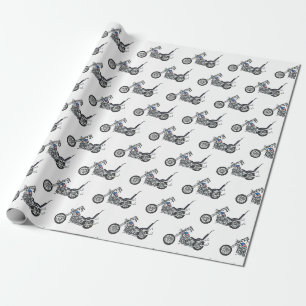 Papel De Presente Ilustração de desenho animado Chopper Motorcycle 1