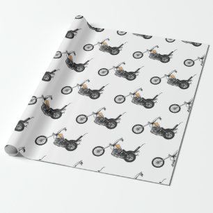 Papel De Presente Ilustração de desenho animado Chopper Motorcycle 1