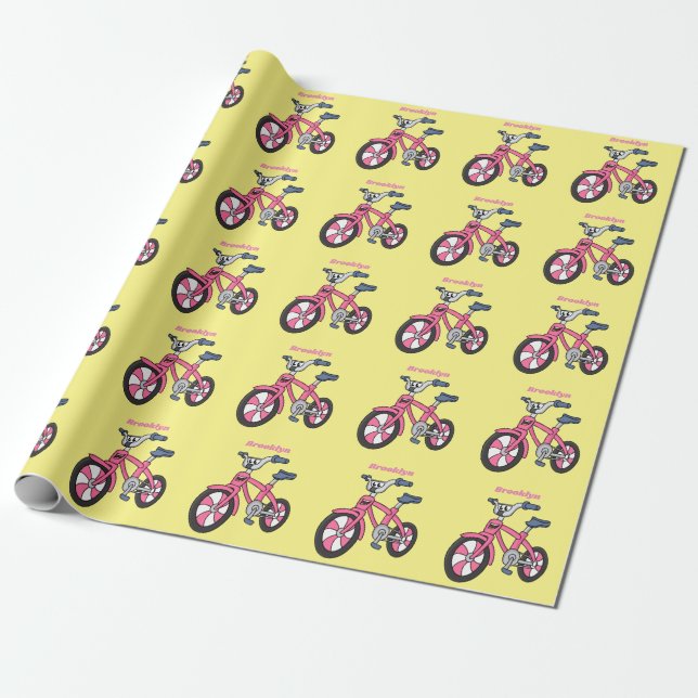 Papel De Presente Ilustração de desenho animado de bicicleta de cria (Desenrolado)