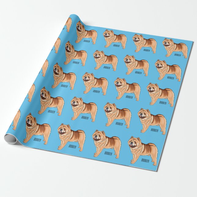 Papel De Presente Ilustração de desenho animado de cão Chow Chow (Desenrolado)