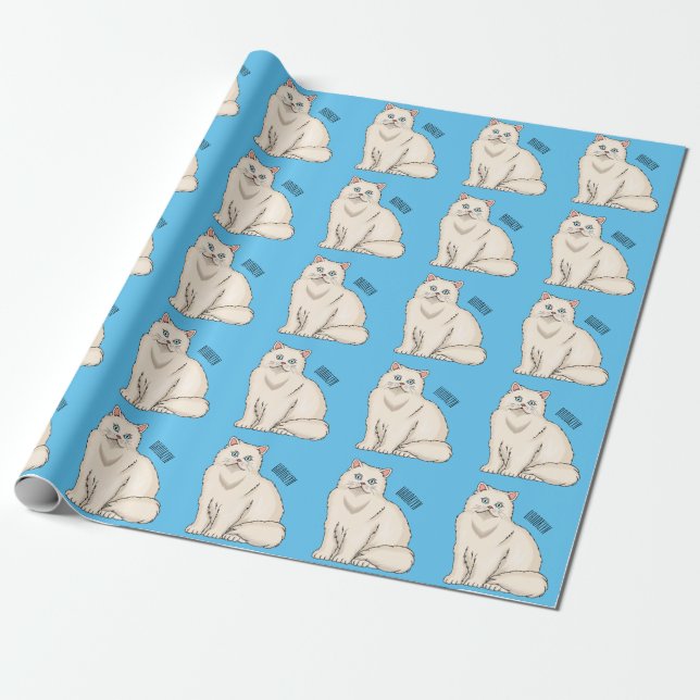 Papel De Presente ilustração de desenho animado de gato persa (Desenrolado)