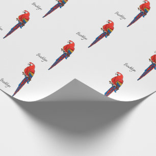 Papel De Presente Ilustração de desenho animado de papagaio-escarl