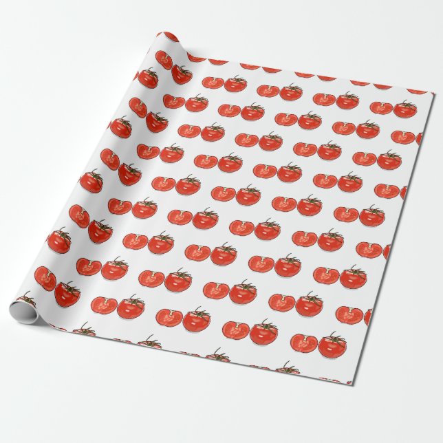 Papel De Presente Ilustração de desenho animado de tomate (Desenrolado)