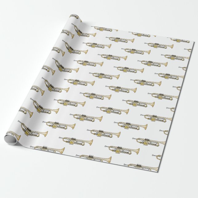 Papel De Presente Ilustração de desenho animado de trompete (Desenrolado)