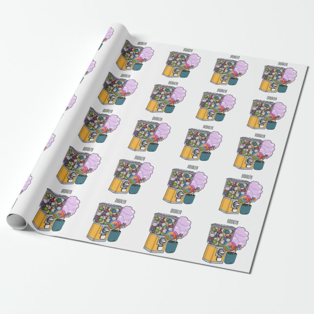 Papel De Presente Ilustração de desenho animado doce (Desenrolado)