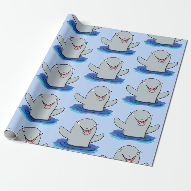 Papel De Presente Ilustração de desenho animado feliz e adorável (Desenrolado)