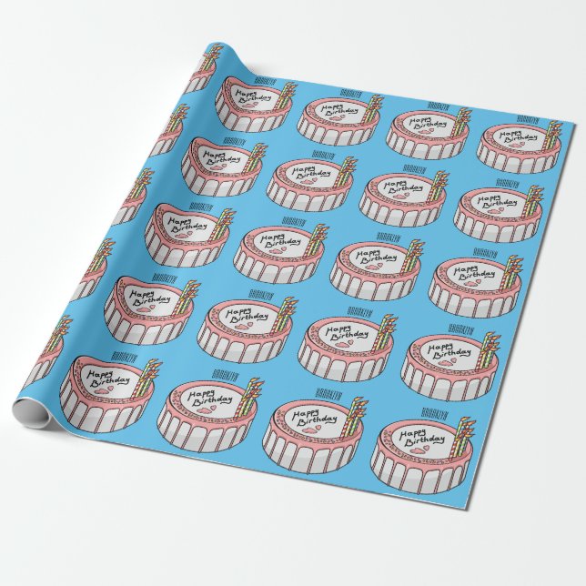Papel De Presente Ilustração de desenho de bolo de aniversário (Desenrolado)